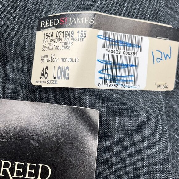 Reed St James Blazer‎ Men 46L Gray White Chalk Stripe Dacron Classic Career VTG - Picture 4 of 13